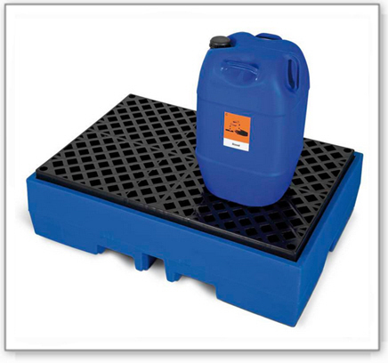 Auffangwanne PolySafe ECO aus Polyethylen (PE), mit PE-Gitterrost, für 2 Fässer à 200 Liter