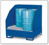 Gefahrstoffstation 4 GST-K aus Stahl, lackiert, für 4 Fässer à 200 Liter, 3-seitiger Spritzschutz