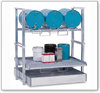 Fass- und Kleingebinderegal AWS 4 für 3 Fässer à 60 Liter und Kleingebinde, Auffangwanne aus Stahl
