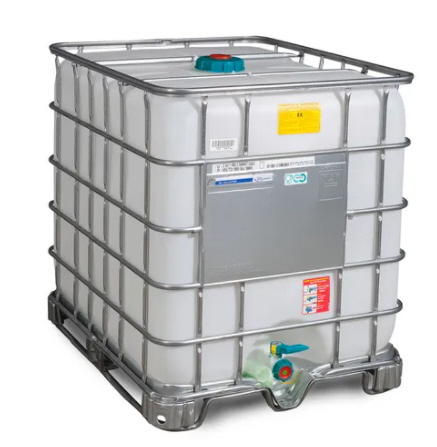 IBC Gefahrgut-Container, Ex-Ausführung, Stahlkufen, 1000 Liter, Öffnung NW150, Auslauf NW50