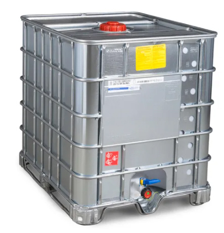 IBC Gefahrgut-Container mit Stahlummantelung, Ex-Ausführung, Stahlkufen, 1000 Liter, Öffnung NW150