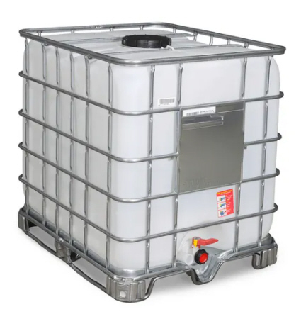 IBC Container, Stahlkufen, 1000 Liter, Öffnung NW225, Auslauf NW50