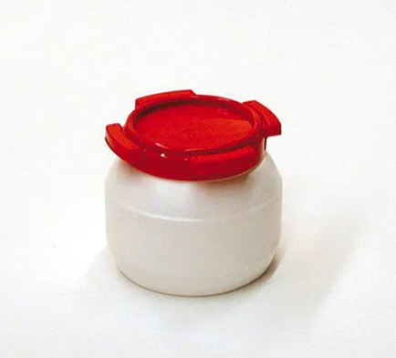 Weithalsfass WH 3, aus Polyethylen (PE), 3,6 Liter Volumen, weiß/rot