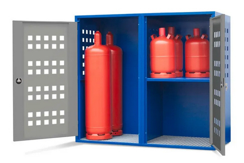 Gasflaschenschrank Typ LB 8, für 8 x 33 kg Flaschen oder 20 x 11 kg Flaschen, 2-flügelige Tür
