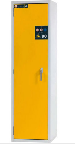Feuerbeständiger Gasflaschenschrank G90.6, 600 mm breit, Türanschlag rechts, grau/gelb