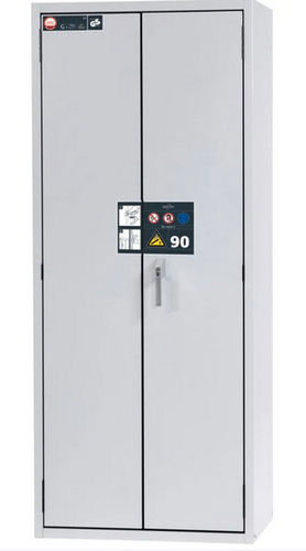 Feuerbeständiger Gasflaschenschrank G90.9, 900 mm breit, 2-flügelige Tür, grau